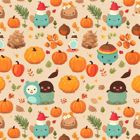 Premium Ai Image Illustration Of Cute Kawaii Thanksgiving Pattern