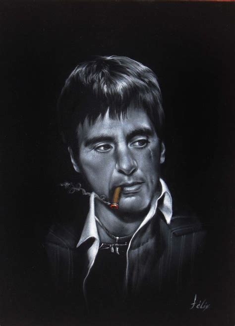 Tony Montana Scarface Al Pacino Oil Painting Mexican Black Velvet