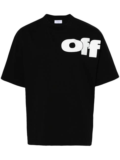 Off White Shared Logo Cotton T Shirt Black Farfetch