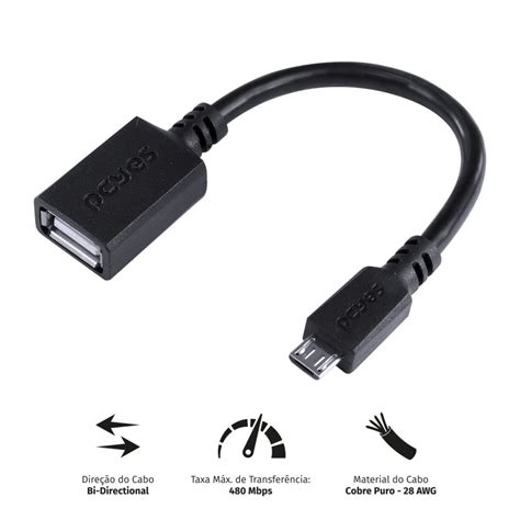 Cabo Otg Micro Usb Para Usb Cm