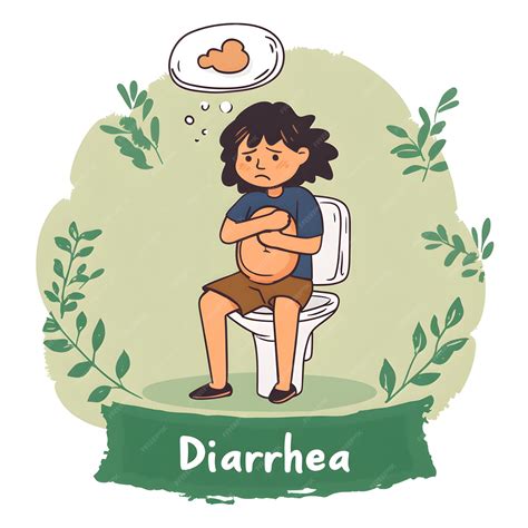 Cartoon character with diarrhea Problem stomachache Discomfort in for