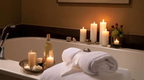 Premium AI Image | Candles on a bathtub with candles on the side