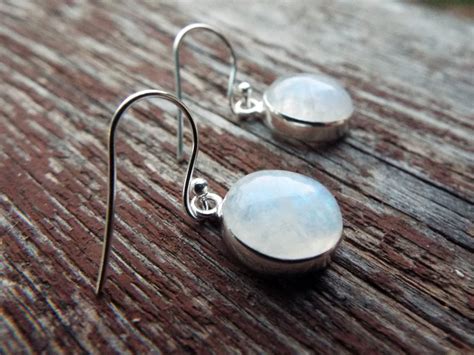 Sterling Silver Moonstone Dangle Drop Earrings Handmade Jewelry