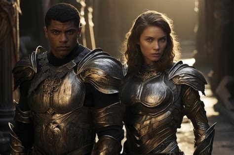 Premium AI Image A Man And Woman In Armor