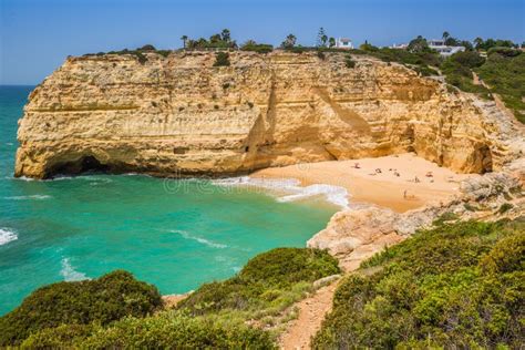 A View of Beach in Benagil Fishing Village on Coast of Portugal Stock Photo - Image of portugal ...