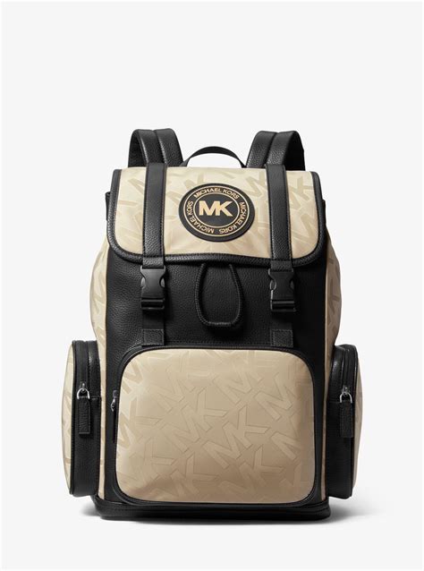 Michael Kors Kent Logo Jacquard Nylon Utility Backpack In Black For Men