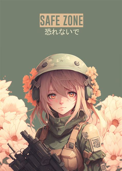 Anime Girl Soldier Poster Picture Metal Print Paint By Subarashii