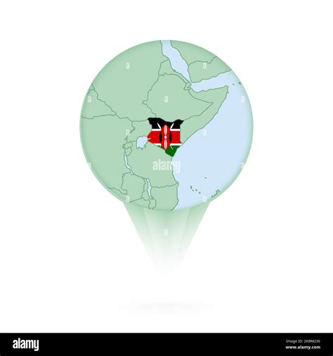 Kenya Map Stylish Location Icon With Kenya Map And Flag Green Pin