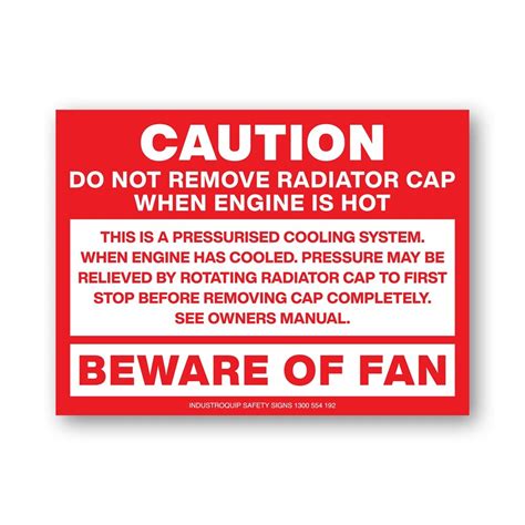 Caution Do Not Remove Radiator Cap Stickers - Pack of 10 - Industroquip