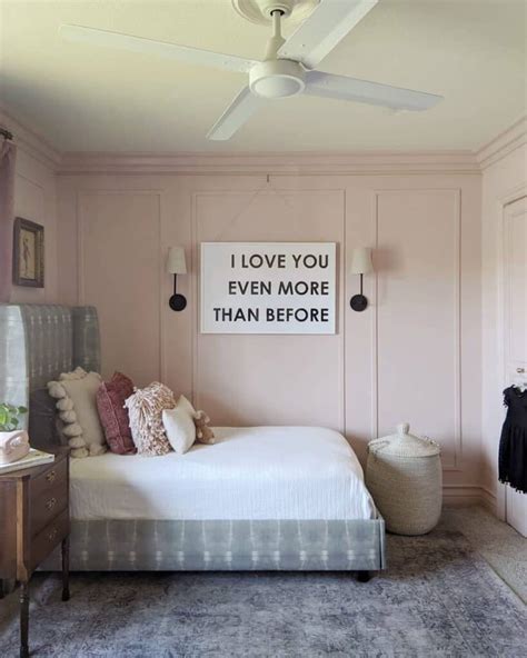 Pale Pink Paneled Walls in Bedroom - Soul & Lane