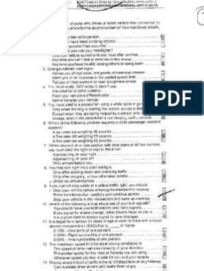 Dmv Learner S Permit Questions Pdf Traffic Intersection Road