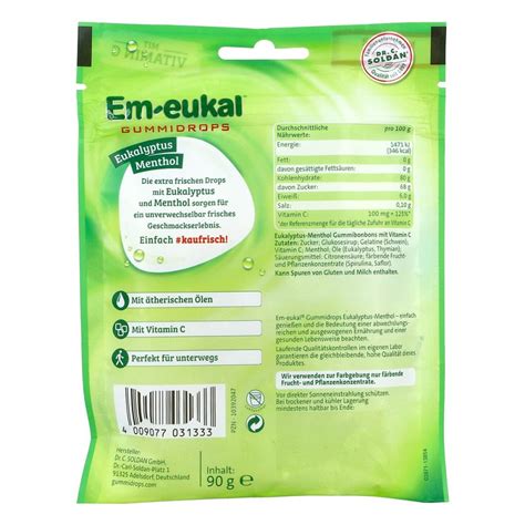 Em Eukal Gummidrops Eukalyptus Menthol Zuckerhalt 90 G