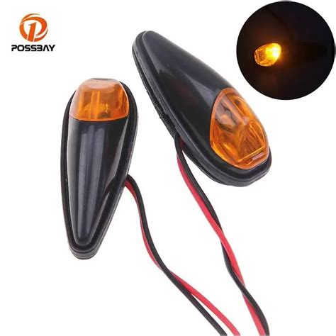 POSSBAY 2 Adet Led Motosiklet Amber Motocross D N Sinyal Evrensel G