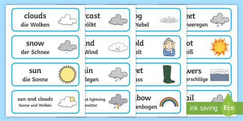 Weather Word Cards English/German (Teacher-Made)