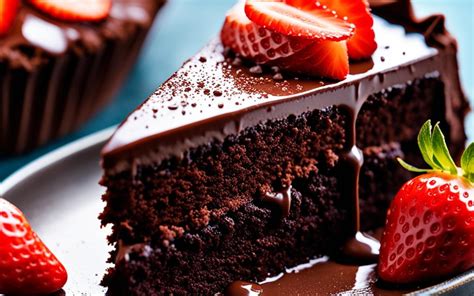 Elegant Chocolate Cake Topped With Fresh Strawberries