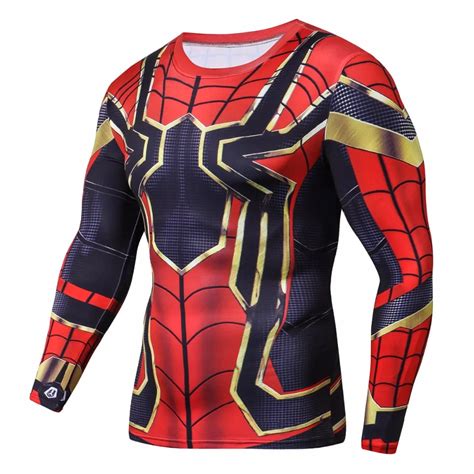 Raglan Sleeve Spiderman 3D Printed T Shirts Men Compression Shirts 2018