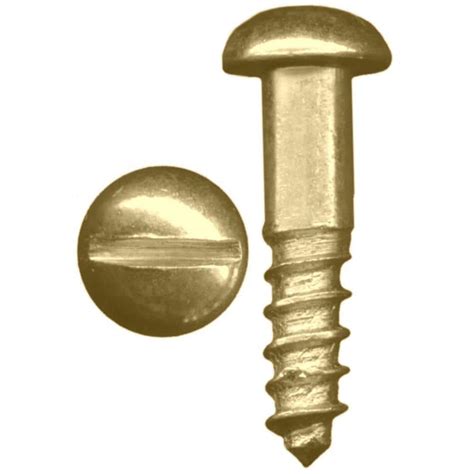 4 X 34 In Brass Round Head Slotted Drive Wood Screw 6 Per Pack