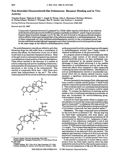 Non Steroidal Glucocorticoid Like Substances Receptor Binding And In