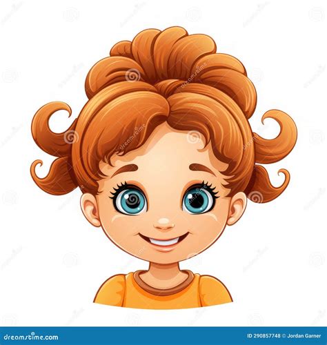 A Cartoon Girl With Curly Hair And Blue Eyes Stock Illustration Illustration Of Small