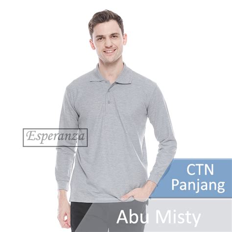 Jual Kaos Polo Shirt Lengan Panjang Esperanza TPJ CTN Abu Misty