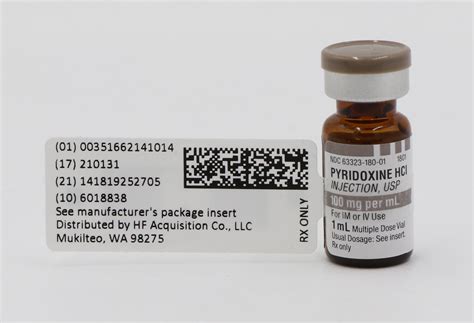 Pyridoxine Hci Injection Usp 100mg Per Ml 1ml Vial