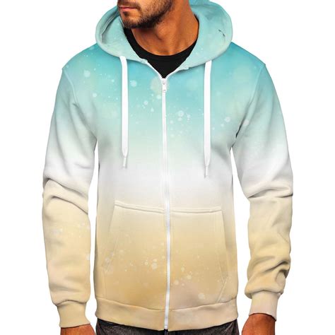 Hfyihgf Hoodie Jackets For Men Fashion Casual Full Zipper Gradient Tie