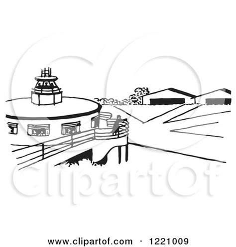 Clipart of a Black and White Airport - Royalty Free Vector Illustration ...