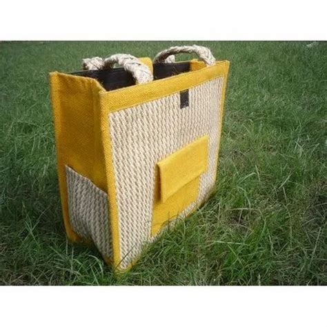 Open Yellow White Loop Handle Jute Carry Bag Capacity 3 Kg At Rs 71