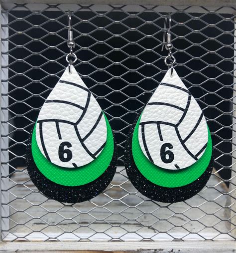 Volleyball Earrings Faux Leather Custom Team Colors Etsy