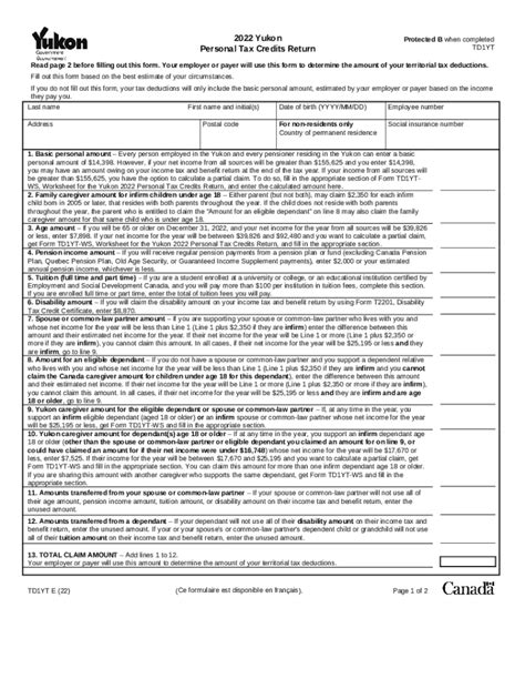 2024 Personal Tax Credits Return Form Canada Sioux Eachelle