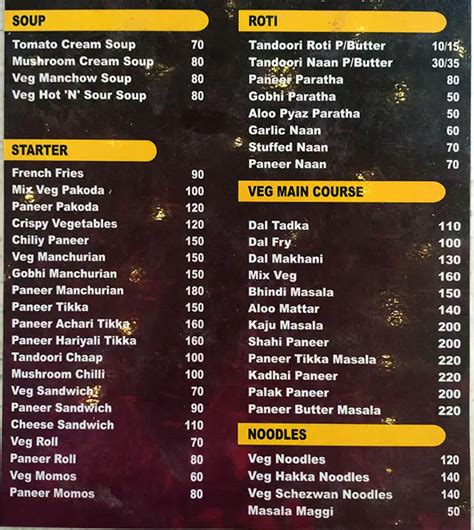 Menu Of Flamingo Sigma 1 Greater Noida