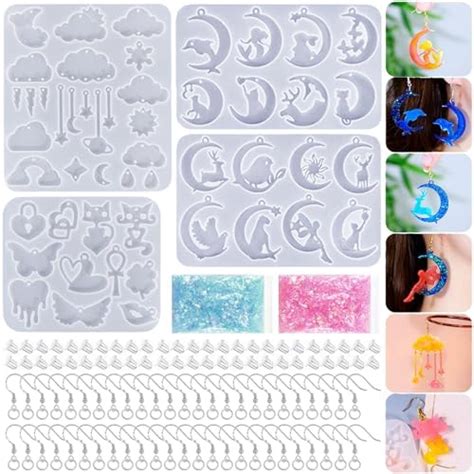 Bekecidi Pcs Resin Moulds Silicone Keyring Kit Epoxy Resin Mold