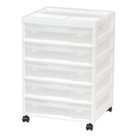 Iris 5 Drawers White Rolling Plastic Storage Drawer Cart 20 86 In H X