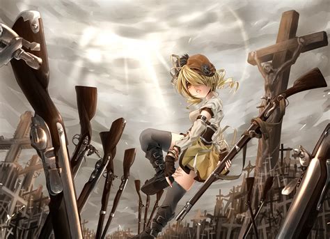 Wallpaper Blonde Anime Girls Mahou Shoujo Madoka Magica Tomoe Mami