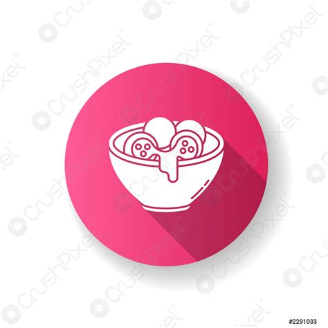 Cheese Bread Pink Flat Design Long Shadow Glyph Icon Arancini Stock