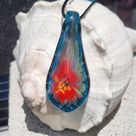 Heady Blown Glass Pendant Necklace Trippy Glass Pendants Etsy