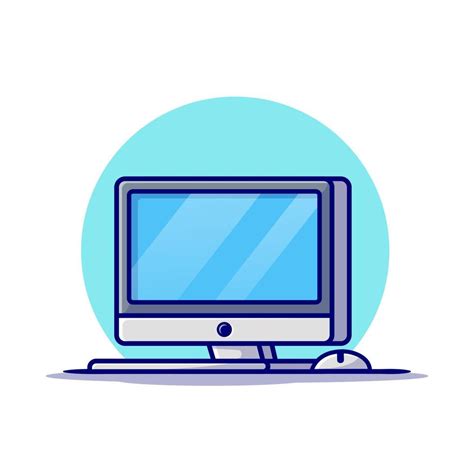 Computer Dekstop Monitor With Mouse Cartoon Vector Icon Illustration