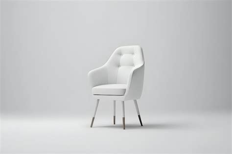 Premium Photo A White Chair With A Black Metal Frame Sits Against A