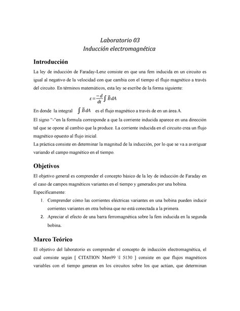 Lab Induccion Electromagn Tica Laboratorio Inducci N