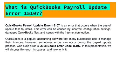 PPT Ways To Fix QuickBooks Payroll Update Error 15107 PowerPoint