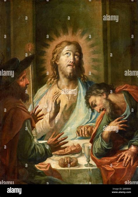 Cena In Emmaus Olio Su Tela Pittore Lombardo Della Fine Del Xvii