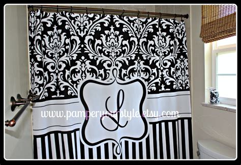 Damask And Stripe Black And White Personalized Shower Curtain Custom