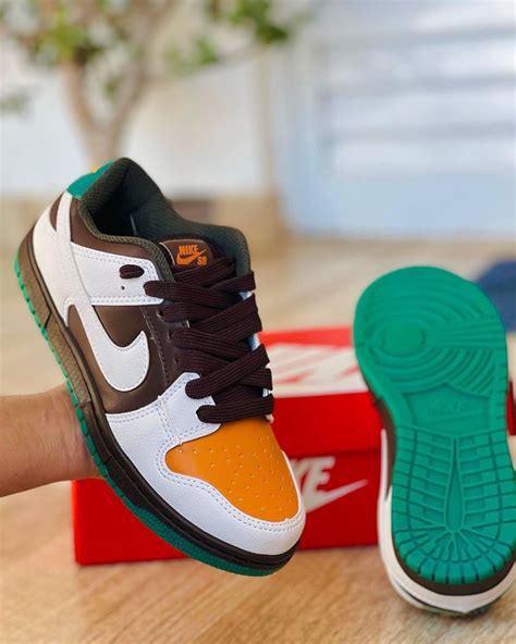 NIKE SB DUNK LOW MARROM VERDE LARANJA Mlmultimarcas