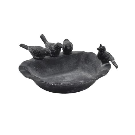 L Originale Deco Bain Oiseaux Mangeoire Abreuvoir Jardin Fonte Gris