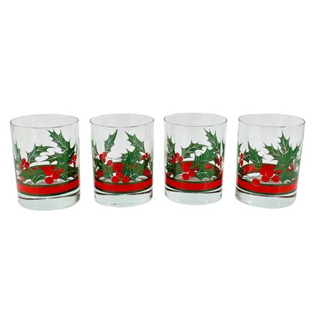 Christmas Double Old Fashioned Cocktail Glasses 4 Libbey Etsy