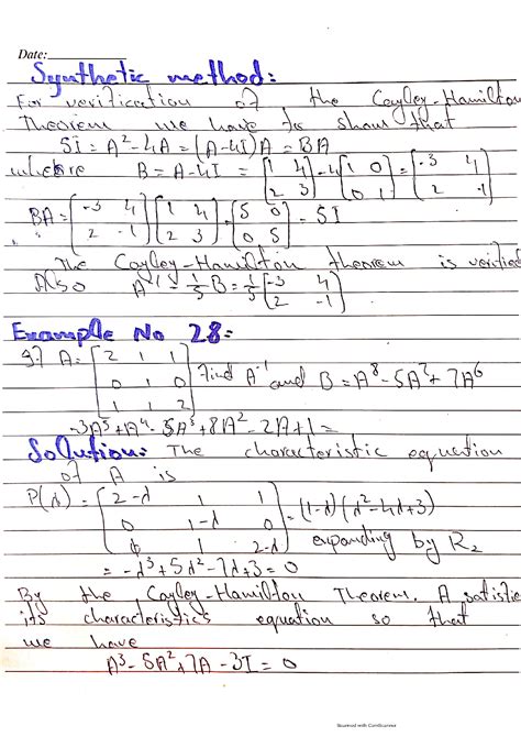 Solution Cayley Hamilton Theorem Linear Algebra Studypool