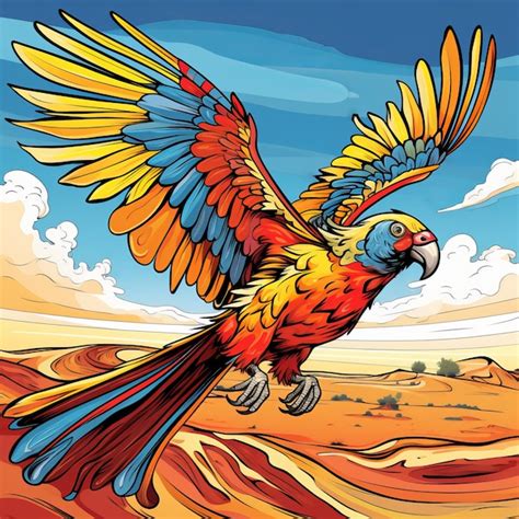 Premium Ai Image Vibrant Cartoon Parrot Sprinting Across The Savannah