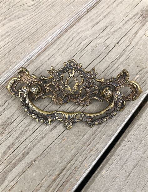 Vintage Victorian Ornate Brass Drawer Pull Dresser Pull Vintage Drawer Pull Drop Bail Drawer