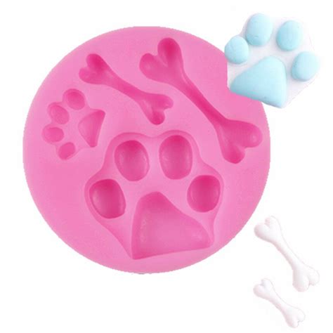 Molde De Silicona Para Decoraciones De Fondant Huellas Y Huesos De Perro