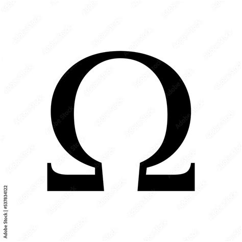 Black Omega Symbol Icon With Name Greek Alphabet Letter Stock Vector